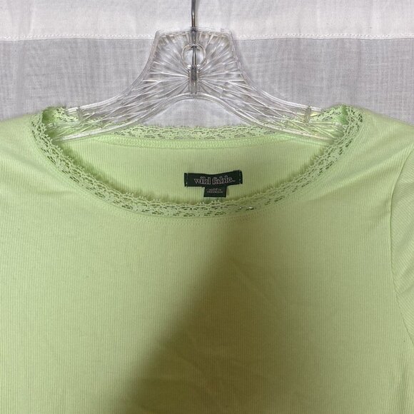 Wild Fable Women's Long Sleeve Crewneck Lace Trim T-Shirt S - Picture 4 of 5